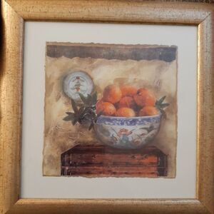 Still Life Fruit Bowl Framed Wall Art Print gold